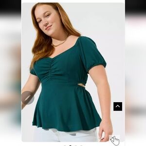 ❄️❄️ NWOT TORRID 2X Babydoll Rayon Slub With Side Cutouts Top